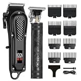 OIYO Cordless Hair Clippers for Men, Self Haircut Kit for Men Electric Clippers and Trimmers, Grooming Rechargeable Beard Trimmer with Adjustable Blade & LCD Display, Hair Cutting Tools for Home use