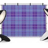 Buffalo Plaid Backdrop 7x5ft Purple Blue Farmhouse Gingham Striped Photography Backdrop Fabric Photoshoot Background Tapestry Banner for Birthday Baby Shower Decoration Party Video Photo Studio Props