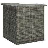 4 Piece Patio Bar Set with 3 Stools and Removable Cushions, Gray PE Rattan Outdoor Table and Stools Set with Powder-Coated Steel Frame