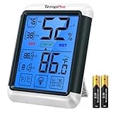 TempPro TP55 Digital Indoor Hygrometer Thermometer, 4-Inch Temperature/Humidity Monitor with Touchscreen and Backlit, Room Thermometer/Humidity Meter for House Home Greenhouse (Previously ThermoPro)