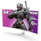 CRUA 34" UWQHD 165Hz White Curved Gaming Monitor, 21:9 Ultrawide, 1500R VA