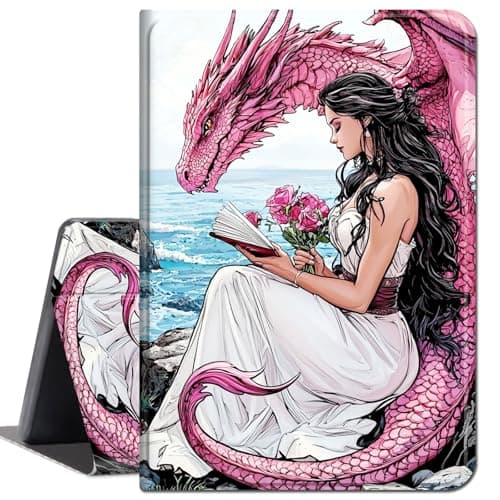 Case for Amazon Fire HD 10 Tablet 10.1" (Compatible with 7th and 9th Generations, 2017 and 2019 Releases),Slim Lightweight Smart Shell Stand Cover with Auto Wake/Sleep,Cute Dragon and Girl