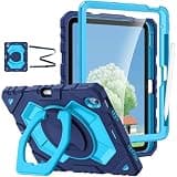 Fintie Shockproof Case for iPad (A16) 11th Generation 11 Inch (2025) / iPad 10th Gen 10.9" - Heavy Duty Kids Friendly Cover with Rotating Stand, Built-in Screen Protector & Shoulder Strap, Navy Blue