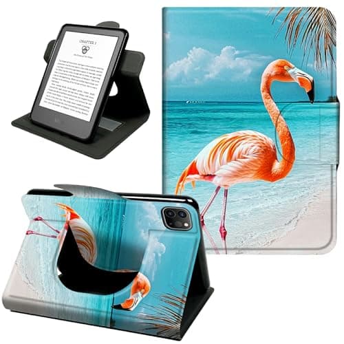 for iPad Air 13 inch Case 2024 2025 (M2) & iPad Pro 12.9 Case 6th/5th/4th Gen 2022 2021 2020, 360° Rotating Shockproof Stand Cover with Hand Strap & Magnetic Closure,Auto Wake/Sleep,Pink Flamingo