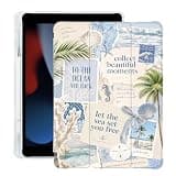 BlHMCASE Cute Sea Beach Palm Tree Collage for iPad (A16) 11th Gen Case 11 Inch 2025, for iPad 10th Gen Case 10.9 Inch 2022 with Pencil Holder, Auto Sleep/Wake, Blue Leather Soft TPU Back Cover