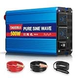TAGEEBLU 500 Watt Pure Sine Wave Power Inverter DC 12V to 110V AC Converter with LCD Display, Car Inverter with Dual AC Outlets for Vehicles RV Truck Road Trips Camping Home Laptop CPAP