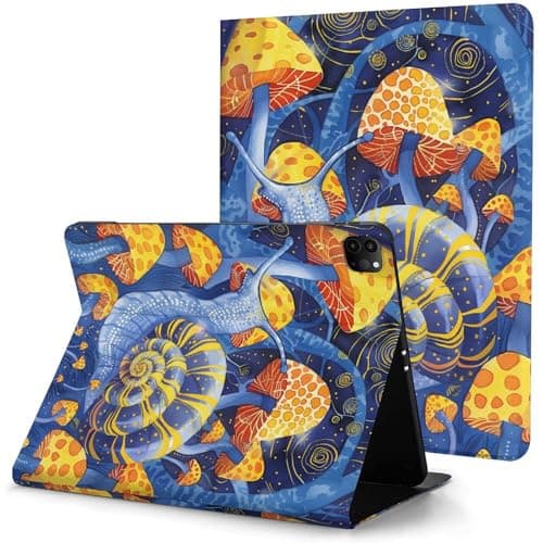 DULAHR Magic Mushrooms Snails Case for iPad Pro 11 Inch Case 2020(2nd Gen) with Pencil Holder, Smart iPad Case Support Touch ID and Auto Wake/Sleep