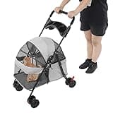 Pet Stroller for Small Dogs and Cats, Foldable Dog Stroller 40 lbs Capacity, Lightweight Cat Stroller with Oxford Cloth Basket, Portable Pet Travel Cart for Walking, Shopping, Camping and Outdoor Use