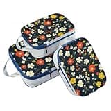 Foldable 3 Set Packing Travel Bags 100% Polyester Folding Closet Organizer, Black Little Flowers (3 Set)