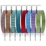 Rigibright 8 Pack 10FT Instrument Cable - Guitar, Bass, Keyboard, Microphone & Mixer Amp Cord (8, Multicolored-Series B)