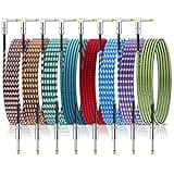 Rigibright 8 Pack 10FT Instrument Cable - Guitar, Bass, Keyboard, Microphone & Mixer Amp Cord (8, Multicolored-Series B)