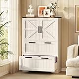 Befrases Lateral File Cabinet with 2 Drawers, Farmhouse File Cabinet for Letter/A4/Legal Size Hanging Files, Wood Tall Office Filing Cabinet with 2 Doors for Home Office with Storage, Rustic White