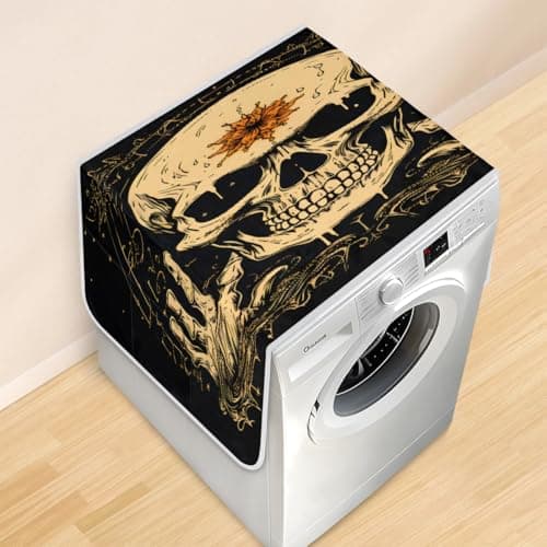 Shoblo Tribe Skull Dustproof Washer and Dryer Covers Fridge Dust Cover Waterproof Washer and Dryer Top Covers with Storage Pockets
