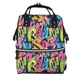 Pioyoku Graffiti Letters (8) Print Diaper Bag Backpack -Multifunction Travel Baby Diaper Bag,Baby Bags For Girls Boys