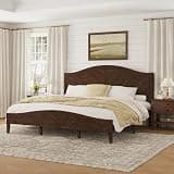 Cozyman King Size Wood Bed Frame with Adjustable Headboard