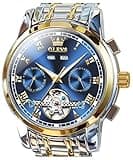 OLEVS Self Winding Blue Watches for Men Automatic Mechanical Tourbillon Stainless Steel Waterproof Luminous Luxury Dress Wrist Watches