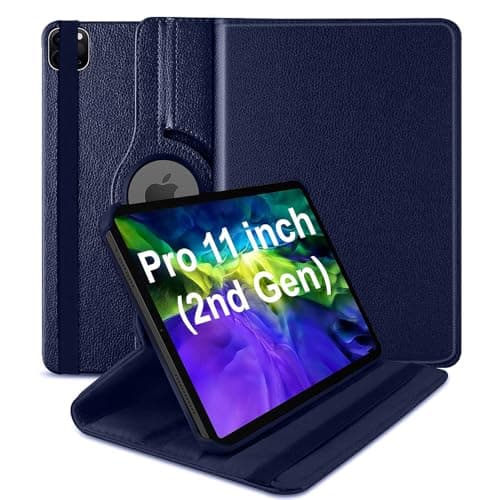 Casotec Flip Cover for iPad Pro 11 inch 2022/2021 4th/3rd Gen | 360° Rotating Back Cover | Leather Finish | Pencil Holder | Multi-Angle Stand Cover for iPad Pro 11 inch 2022/2021 4th/3rd Gen - Blue