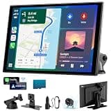 11'' Wireless CarPlay & Android Auto Screen for Car, Full Laminated HD Touchscreen, 4K Dash Cam, 1080P Rear Camera, 5GHz WiFi, Bluetooth 5.0, FM/AUX, Phone Mirroring, Voice Control, 64GB Card Included