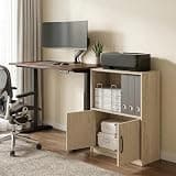 Mikkagu 2-Tier Bookcase with 2 Doors Storage Cabinet, Bookshelf with Open Shelf, Book Shelf, 9.3 x 21.8 x 27, for Bedroom, Home Office, Living Room, Metropolitan Pine