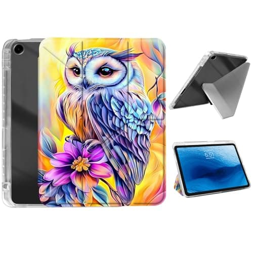 HJCYXJLK for iPad 9th/ 8th/ 7th Generation 10.2" Case,Foldable Y-Fold Cover with Pencil Slot,Multi-Angle Stand,Auto Sleep/Wake Protective Case,Colorful Cute Owl