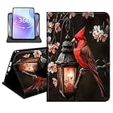 JANENFNA Slim Folio Case Compatible with Microsoft Surface Pro 8 13" 2021, PU Leather 360 Rotating Stand Cover, Protective TPU Bumper, Slim Tablet Cover, Cardinal by Lantern