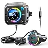 JOYROOM 96W FM Transmitter Bluetooth 6.0 Car Adapter Aux with 3 Charging Ports【PD 60W & 2 * 18W】【Air Vent Installation for Safe】 Deep HiFi Bass Player Wireless Radio Fun Car Accessories Gift Set
