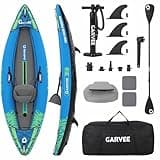 Inflatable Kayak for Adults and Kids, Heavy-Duty PVC Single Tandem Kayak with Adjustable Seats & Backrest, Paddles, Pump, Portable Fishing Kayak for Lake River Ocean, Kayak for Beginners, Family