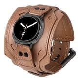 VIQIV Wide Biker Cuff Genuine Full Grain Leather Band Compatible with Samsung Galaxy Watch 8 Band 40mm 44mm/Watch 8 Classic 46mm Bands, Mens Vintage Punk Handcrafted No Gap Rugged Strap