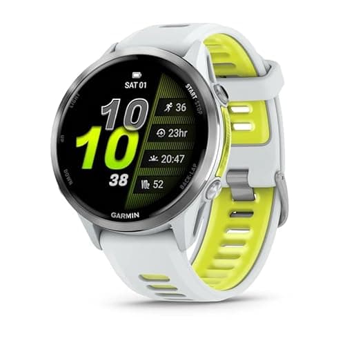 Garmin Forerunner 970 - Whitestone Case | High Quality Running Smart Watch with Amoled Display and Integrated LED Flashlight | Up to 15 Days Battery Life and Navigation Support