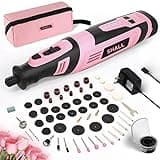 SHALL 8V Cordless Rotary Tool Kit, Pink Lightweight 2.5 Ah Battery Rechargeable Rotary Tool w/ 121 Accessories, 5-Speed Power Rotary Tool for Sanding, Carving, Polishing, Engraving, Pet Grooming