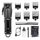 KEMEI Professional Hair Clippers for Men, Cordless & Corded Barber Hair Cutting Clipper, Rechargeable Beard Trimmer for Barbers/Home Use