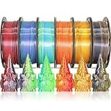 MIKA3D 6 Spools Bicolor Dual Color 1.75mm 3D Printer Filament Bundle, 3D Printing Silk PLA, Silk Black-Red/Purple-Green/Blue-Green/Red-Gold/Gold-Copper/Black-Orange, 3D Printing PLA 250g X 6 Spools