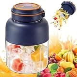 Portable Wireless Juicer Cup, 44OZ Rechargeable Electric Juicer Blender Cup with Dual Lid, 38 Blades
