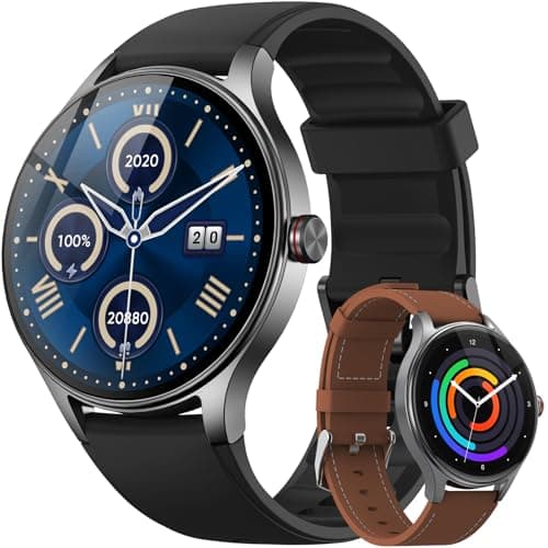 Fitpolo Smart Watch for Men Android iPhone, 1.27'' HD Fitness Watch with Bluetooth Call & Answer, IP68 Waterproof, Heart Rate/SpO2/Sleep Monitor, Built-in AI Voice, 105+ Sports Modes (Jet Black)