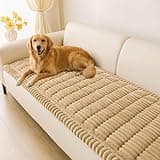 hyha Couch Cover for Dogs Washable, Non Slip Thick Flannel Sofa Protector, Pet Friendly Plush Furniture Cover for Sectional Sofa & Loveseat (Camel, 27.6" x 59")