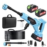 Cordless Portable Washer 21V, 1700PSI Portable Power Washer with 5M Hose & 6-in-1 Nozzle, 2×3.0Ah Battery, Up to 40 Minutes Runtime, Spray Distance 12M for Car Home Outdoor Patio Garden