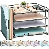 gianotter 4-Tier Paper Organizer With Magazine Holder, Desk Organizers and Accessories, Desk Accessories & Workspace Organizers, File Organizer for Office Supplies Storag (Black, 4-Tier)