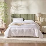 Nestl Upholstered Full Headboard - Easy Assemble Channel Stitched Headboard Full Size - Wall Mounted Headboards with 3D Soundproof Wall Panels Peel & Stick Floating Headboards, Olive Green