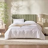 Nestl Upholstered Full Headboard - Easy Assemble Channel Stitched Headboard Full Size - Wall Mounted Headboards with 3D Soundproof Wall Panels Peel & Stick Floating Headboards, Olive Green