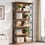 LOVEZOE 6 Tier Bookcase, Industrial Narrow Bookshelf for Home Office Living Room Bedroom, Metal Frame and MDF Shelf with Rustic Wood Finish, 70 lbs per Shelf