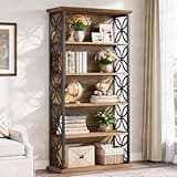 LOVEZOE 6 Tier Bookcase, Industrial Narrow Bookshelf for Home Office Living Room Bedroom, Metal Frame and MDF Shelf with Rustic Wood Finish, 70 lbs per Shelf
