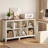 VASAGLE Liry Collection Farmhouse Bookcase, 8-Cube Storage Organizer with Legs, Adjustable Shelves, 50.2 x 11.8 x 29.8 in, for Home Office, Living Room, Cloud White and Warm Brown ULBC138W101S