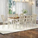AMERLIFE 9 Piece Farmhouse Dining Table Set with 79" Table, Cream