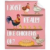 ZOCHOTEN I Just Really Like Chickens,Ok? Flannel Throw Blanket Soft Comfortable Easy to Carry for Couch Office Outdoor Travel Suitable for All Seasons 50"x60"for Teens