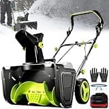Snow Blower, 3500W Electric Snow Thrower, 20" Removal Width, 25ft Throwing Distance, Dual Battery Power, 60-Minute Runtime, LED Lights for Driveways, Sidewalks