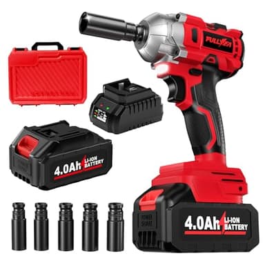 FULLYEA Cordless Impact Wrench 1/2 Inch, 406Ft-lbs (550N. M) Brushless Impact Gun Kit, 3000RPM High Torque Power Impact Wrench, 4.0Ah Battery & Fast Charger, Electric Impact Driver for Car Home