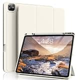 Zktuyu for iPad Pro 13 inch Case (M5/M4) 2025/2024, Slim Protective Cover with Pencil Holder, Soft TPU Back Cover, Trifold Stand, Auto Wake/Sleep, A2925 A2926 A3007 A3362 A3359 (Cream White)