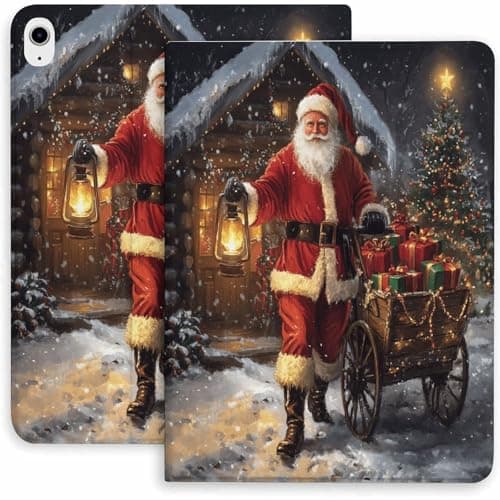 Santa Christmas Eve Case for iPad 9th/10th/11th Gen,Mini 5/4/3/2/1(7.9in) Mini 6 (8.3in) Mini 7(8.3in),Air 4/5/6/7,Pro 11in(2020/2021/2022/2024) Auto Wake/Sleep
