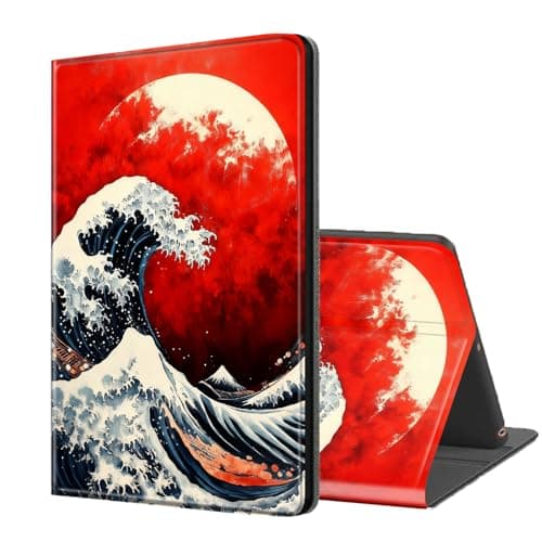 ETLKJVBL for Kindle Paperwhite 10th Generation Case 2018, Auto Sleep/Wake, Red Sun and Great Wave Multiple Angles Viewing Folio Stand Case for 6" Kindle Paperwhite (10th Gen, 2018)