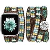 JR.DM Boho Beaded Band Women Compatible with Apple Watch 42mm(S3/2/1)/44/45/46/49mm Green Agate Stone Bracelet Adjustable Handmade Braided Strap for iWatch Series 11/10/9/8/7/6/5/4/SE 3/2/1/Ultra